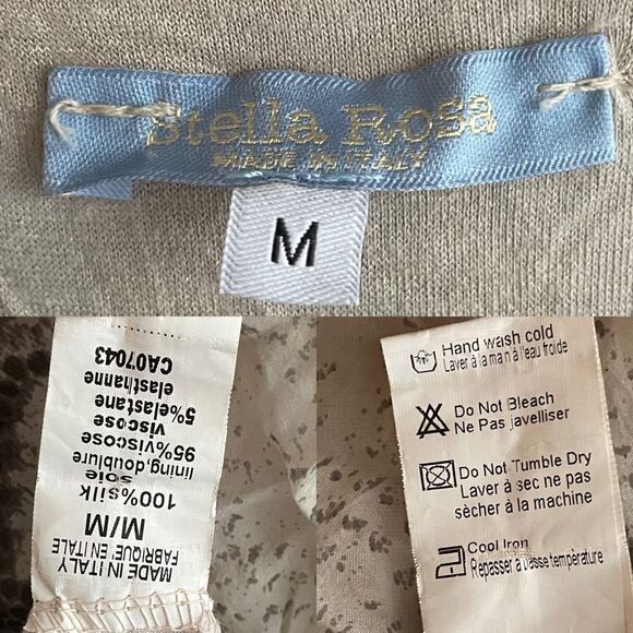 STELLA ROSA Sleeveless Silk Snake Print High-Low Midi Dress Belt Grey M - Picture 8 of 8